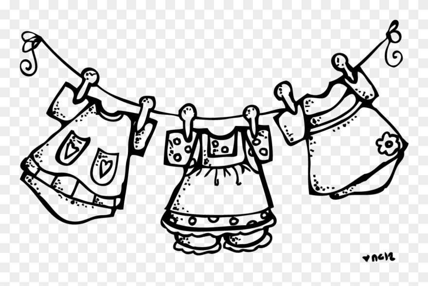 Clothes Clipart Black And White 2 - Clothesline Of Clothes Clipart - Png Download