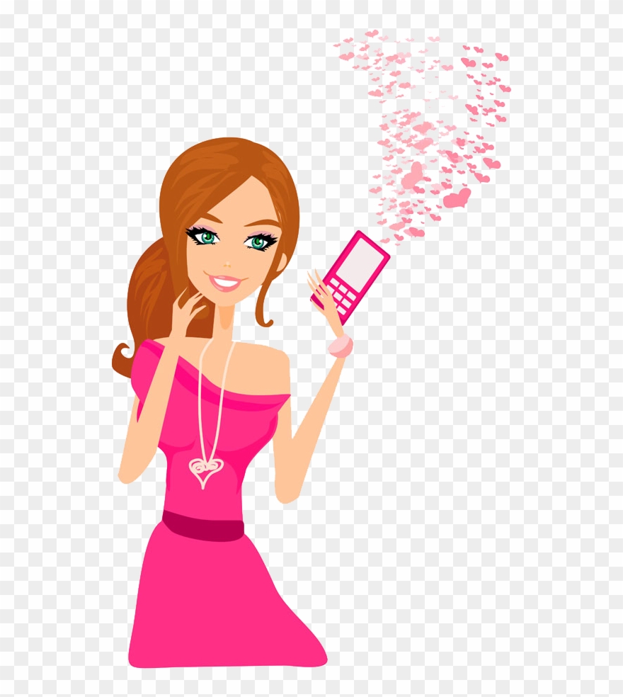 Mobile Phone Telephone Girl Clip Art - Girl Vs Boys Jokes In Hindi - Png Download