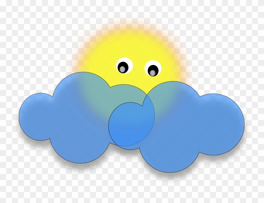Sun Behind The Cloud Vector Clipart Image - Sun With Clouds Clip Art - Png Download
