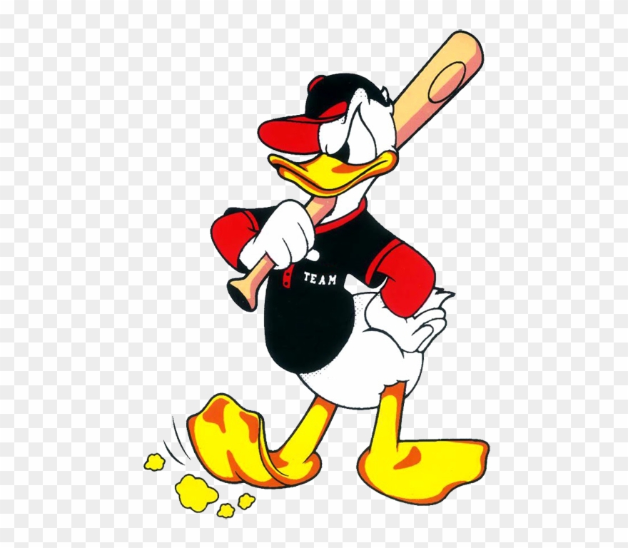 Hockey Clipart Donald Duck - Duck With Baseball Bat - Png Download