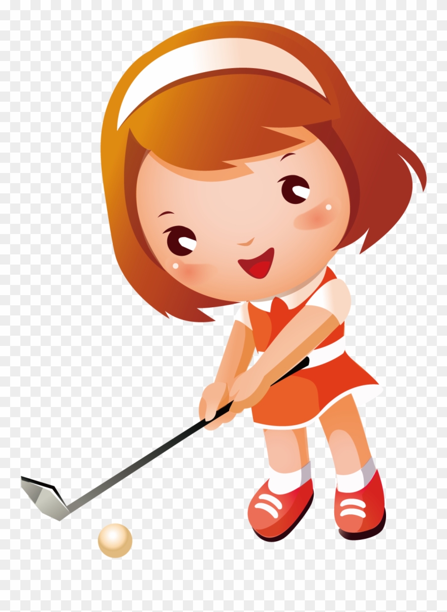Girl Clip Art Playing Transprent Png Free - Cartoon Girl Playing Golf Transparent Png