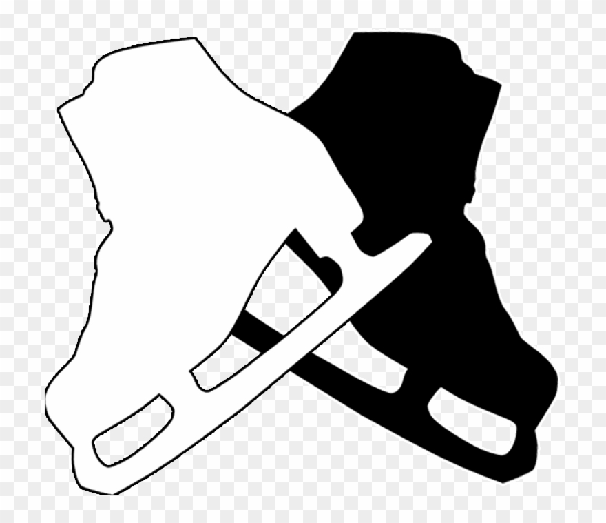 Ice Skating, Figure Skating, Ice Hockey, Indoor Ice - Black And White Figure Skate Clipart