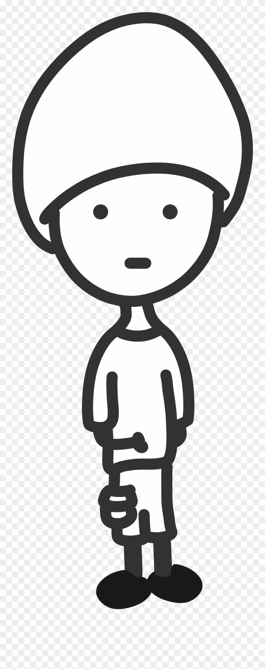Quiet Boy Black White Line Art Drawing Scalable Vector - Cartoon Black N White Boy Clipart