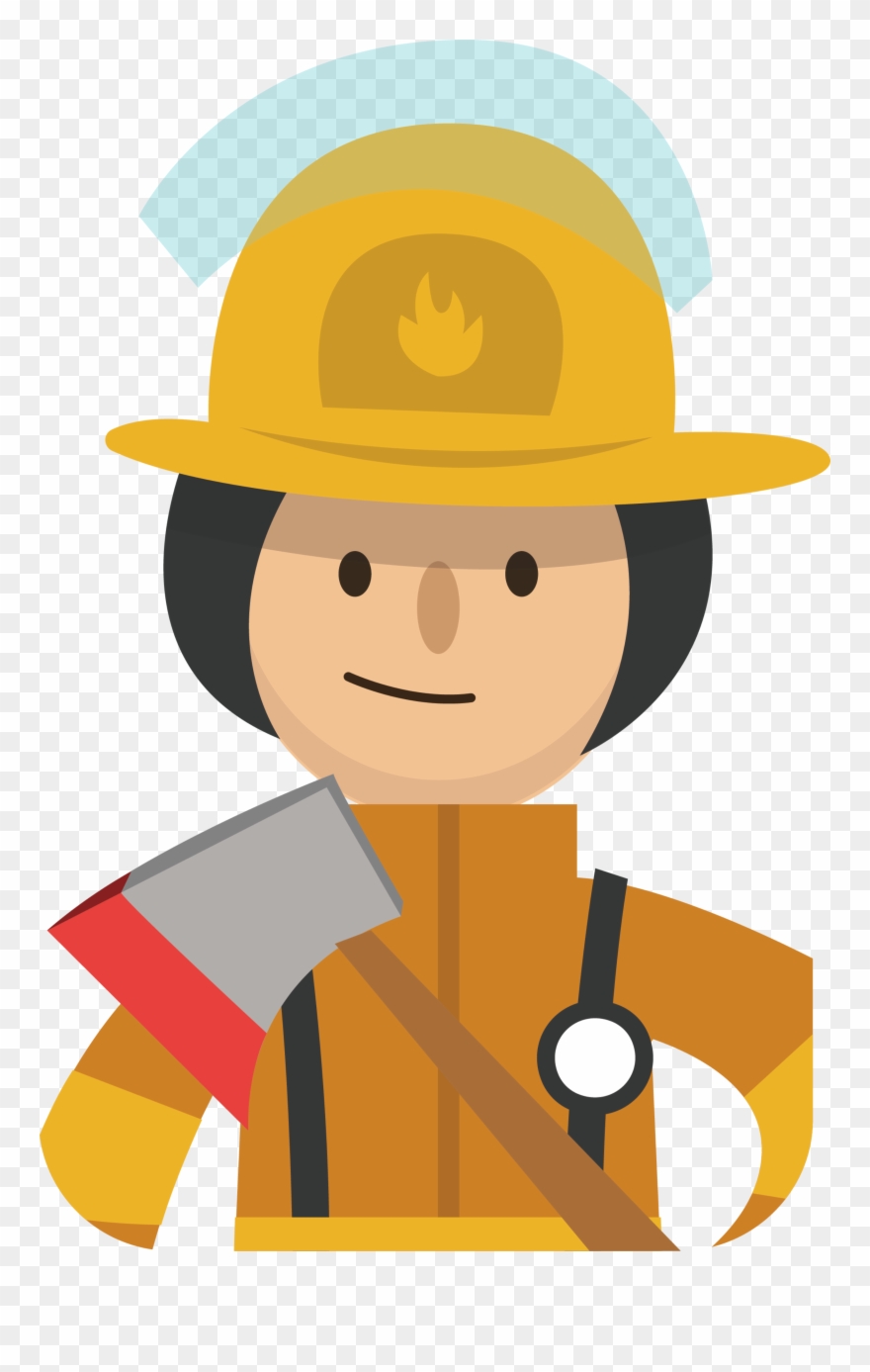 Cute Cute Hand Drawn Worker Labor Day Holiday Elements - Bombero Vector Png Clipart