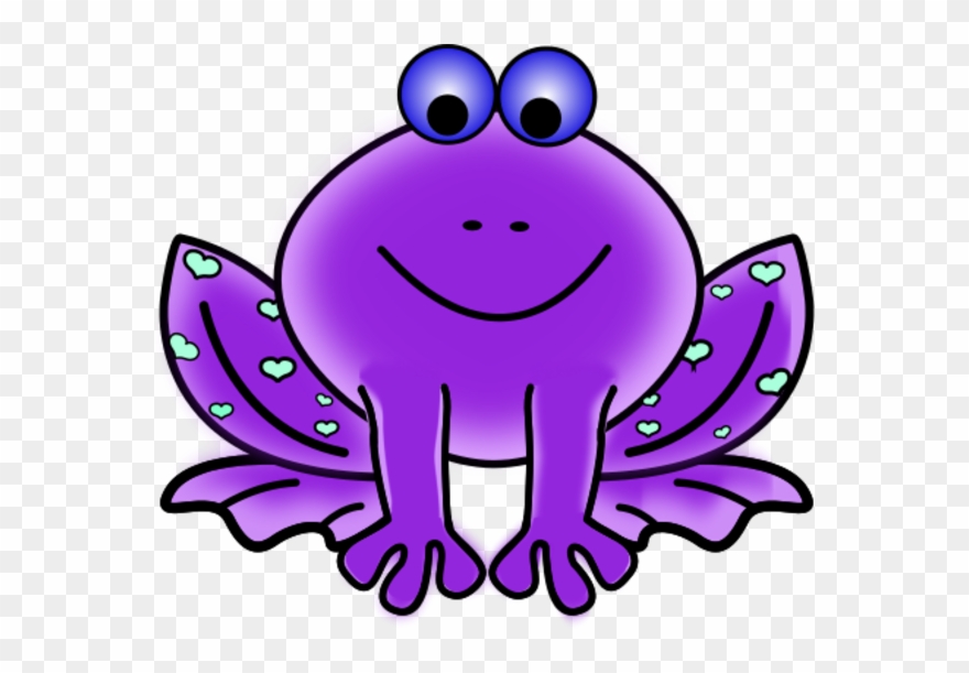 Green Valentine Frog With Pink Hearts - Purple Frog Clip Art - Png Download