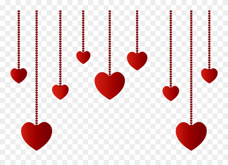 Valentine's Day Clipart Decoration - Hanging Heart Clipart - Png Download