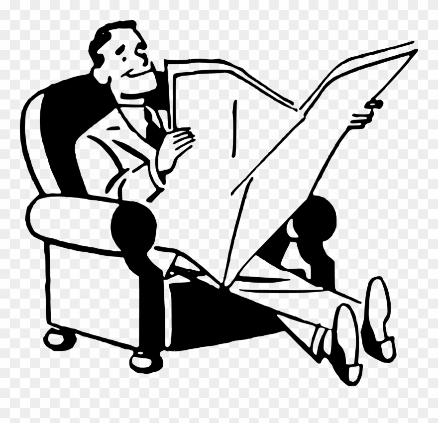 Fetch Newspaper Clipart Image - Man Reading Newspaper Clipart - Png Download