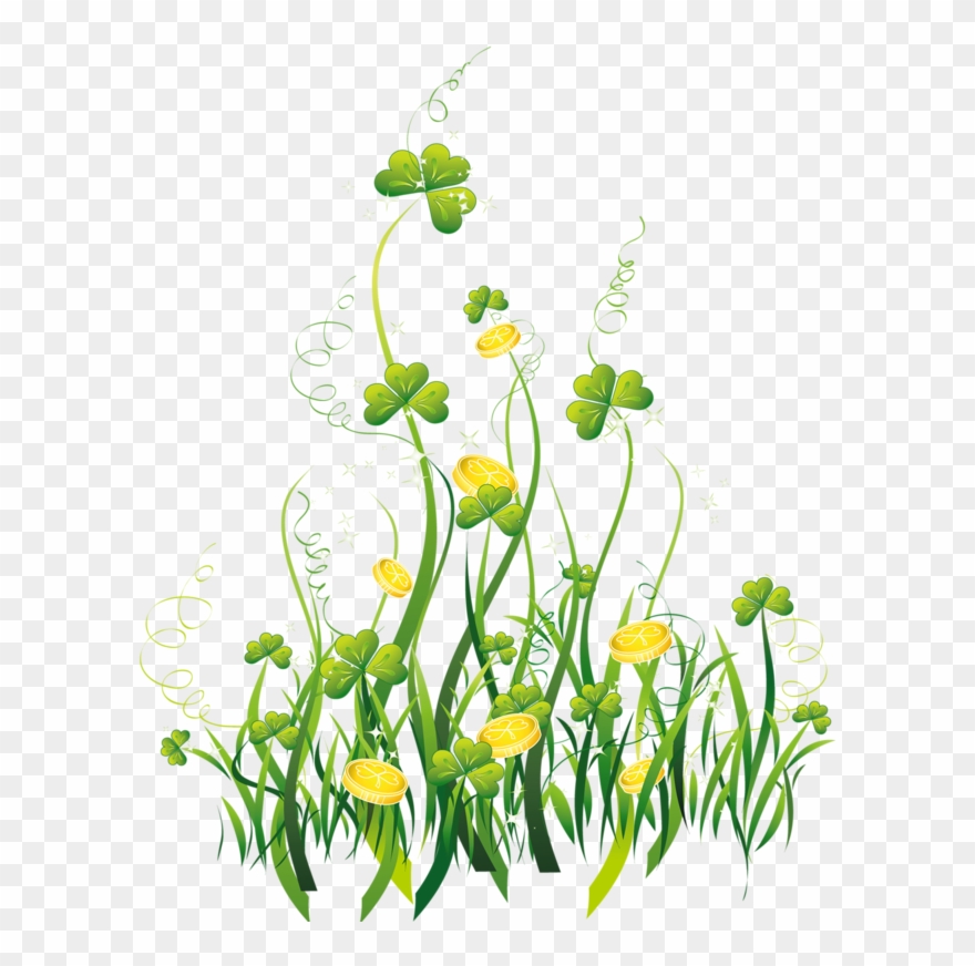 Gold Coins, St Patrick, Clip Art, Grass, Desktop, Art - Shamrocks With Coins Pngs Transparent Png