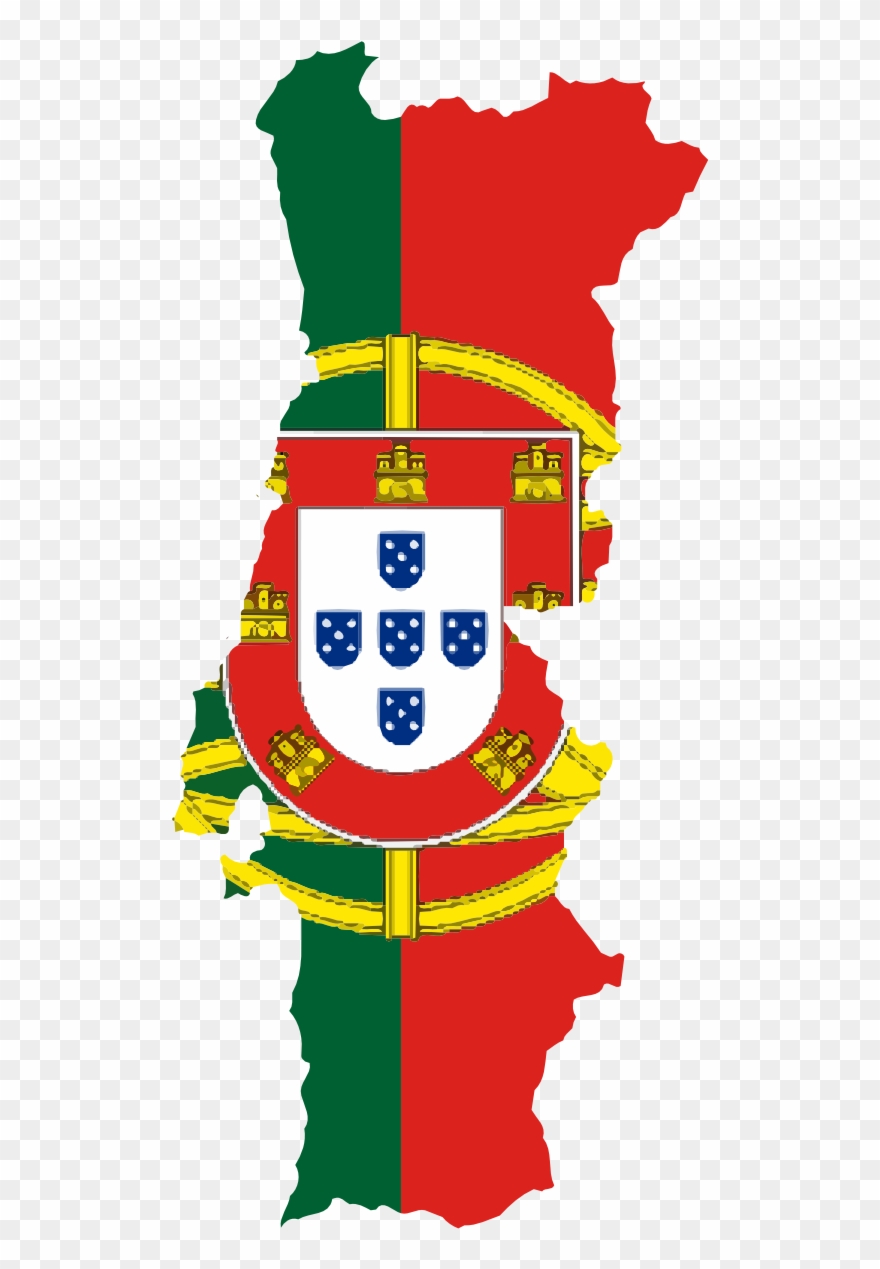 Flag Map Of Portugal Drapeau Bandiera Bandeira Flagga - Portugal Flag Map Png Clipart