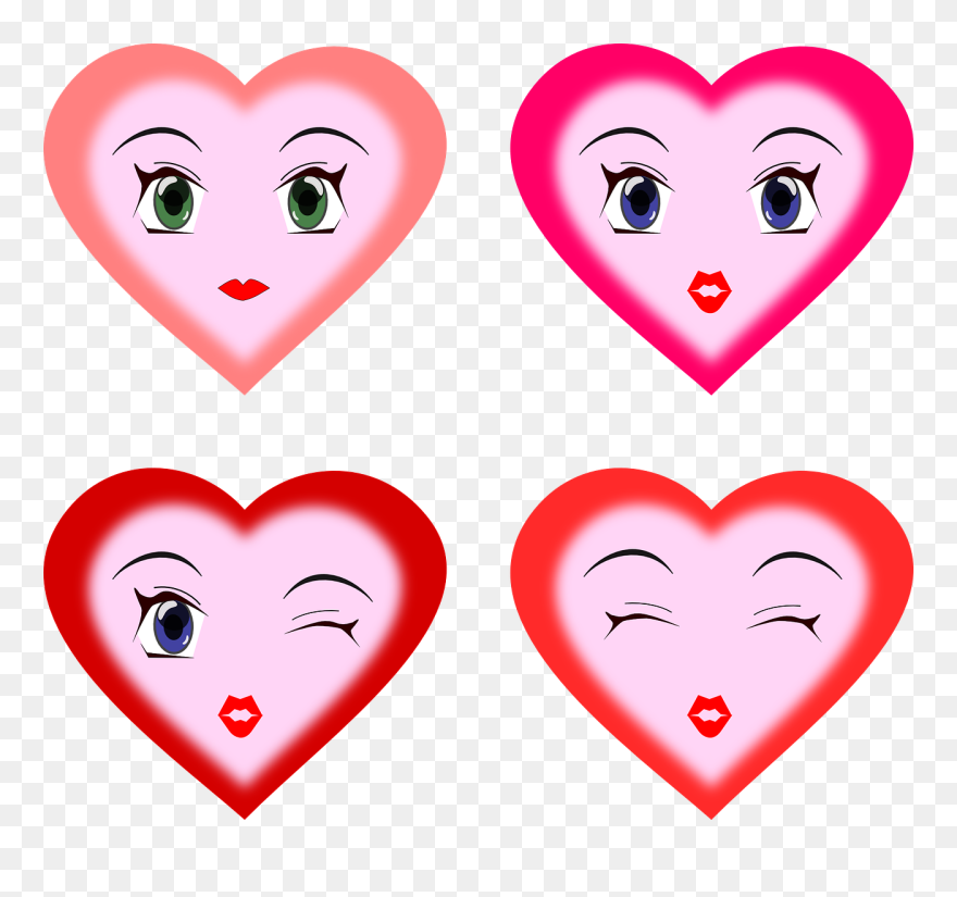 Heart Faces Clip Art - Cartoon Hearts With Faces - Png Download