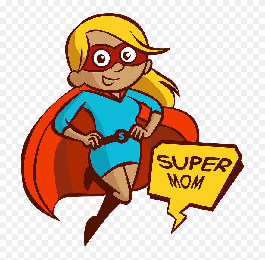 Mother Child Woman Cartoon Sticker - Supermom Clipart - Png Download