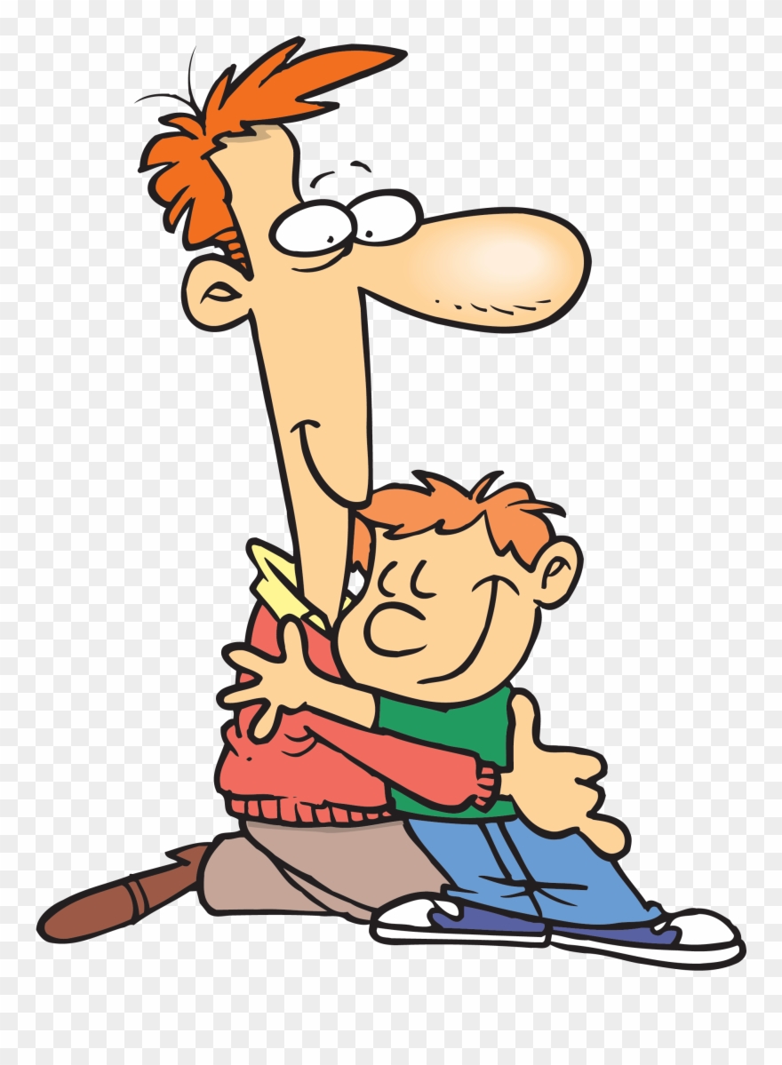 Hugs Mom Hugging Son Clipart Image - Cartoon Dad And Son - Png Download