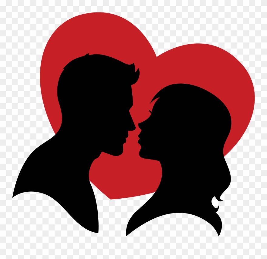 Picture Black And White Couple Vector Heart - Couple Silhouette Clipart