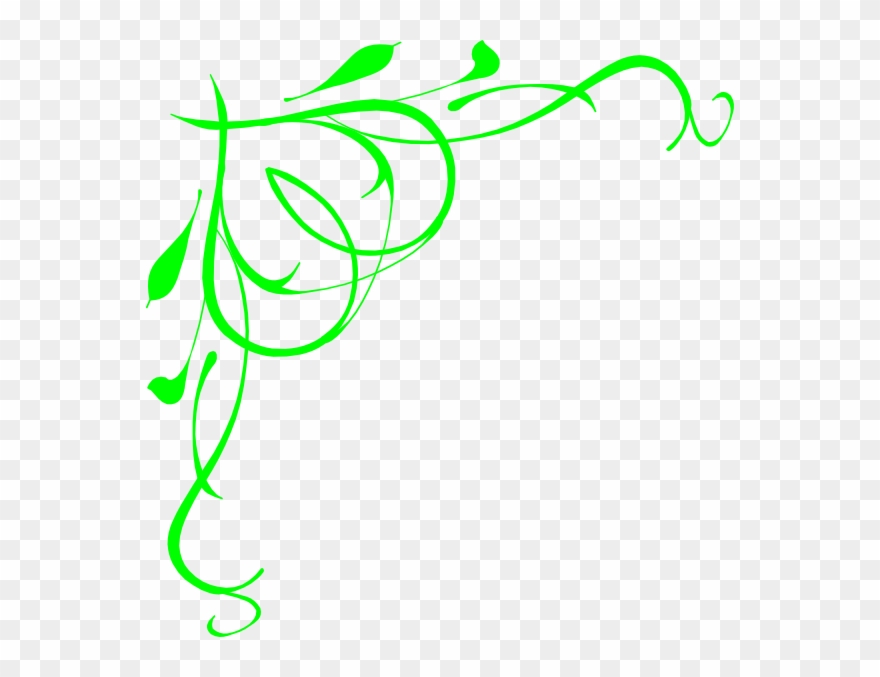 Lime Green Heart Swirls Clip Art At Clker - Lime Green Corner Border - Png Download