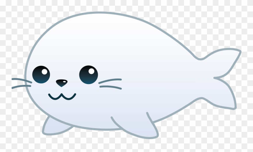 Cute White Baby Seal - Cute Sea Lion Cartoon Clipart
