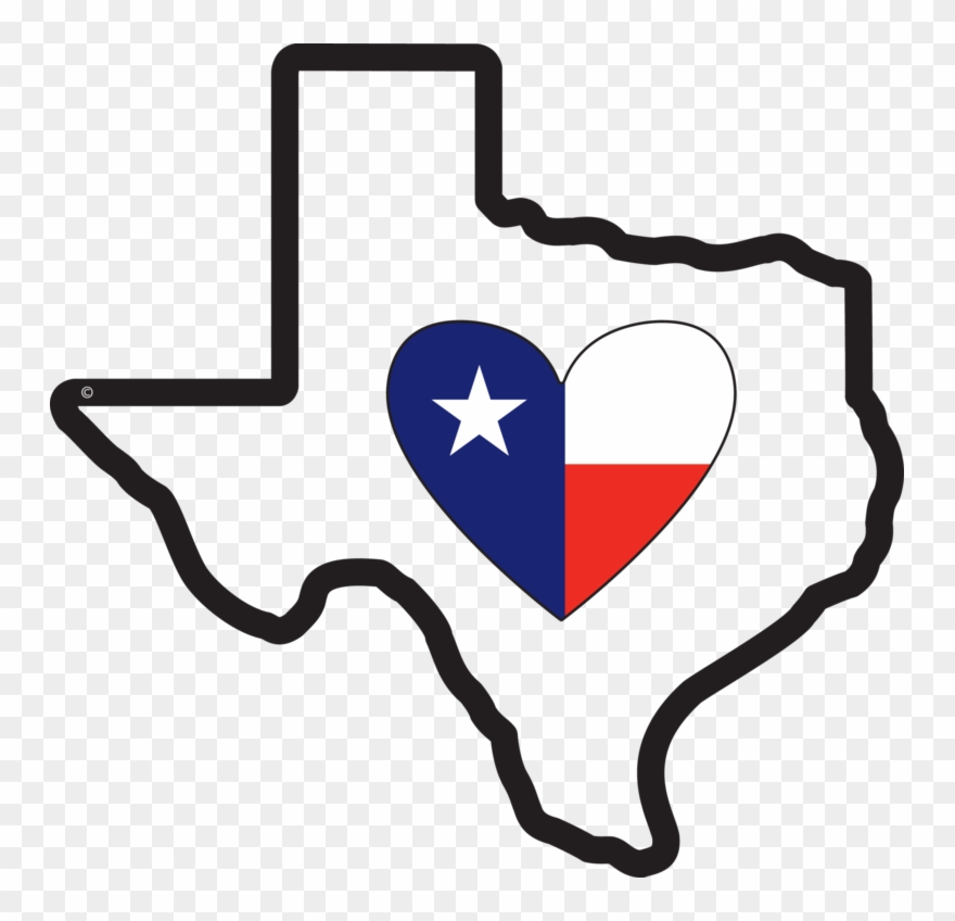 Clip Black And White Library State Of - State Of Texas With Heart - Png Download