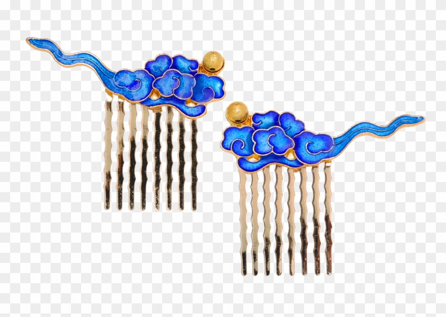 Enamel Auspicious Clouds Hair Comb - Comb Clipart