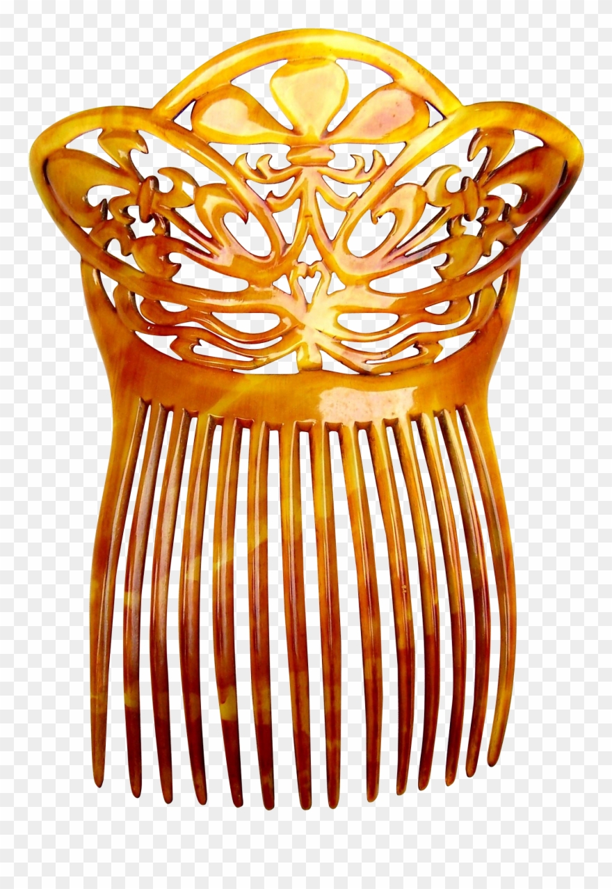 Clarified Steer Horn Hair Comb Spanish Mantilla Style - Illustration Clipart