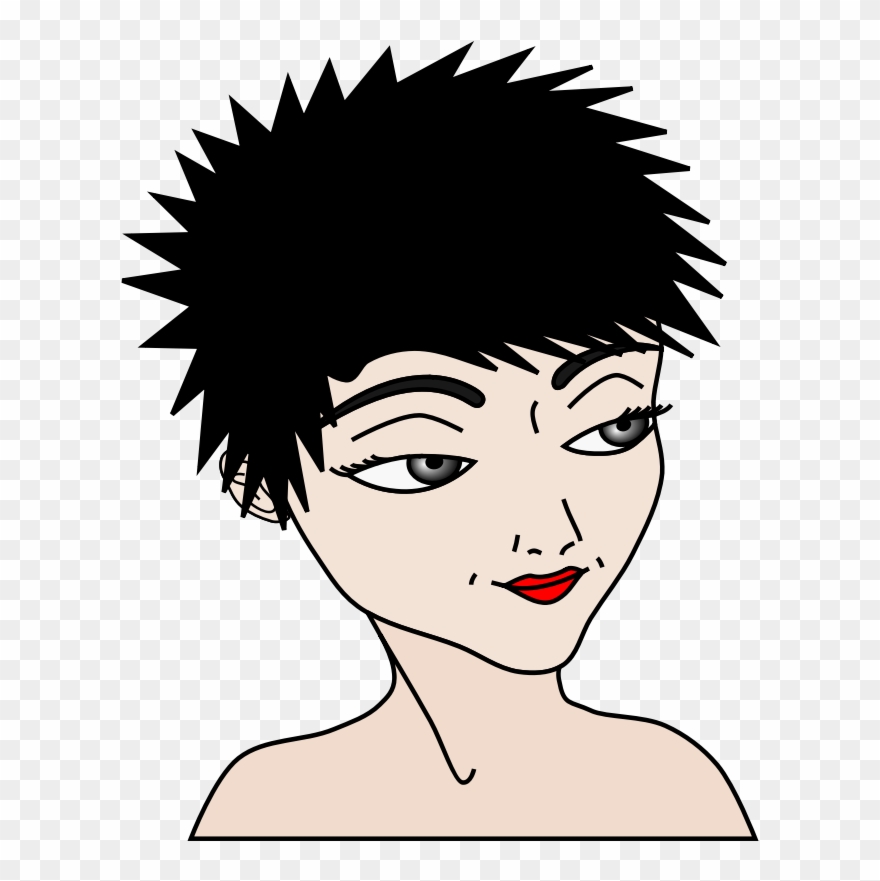 Clipart - Gesicht, Face - Girl With Spiky Hair Clipart - Png Download