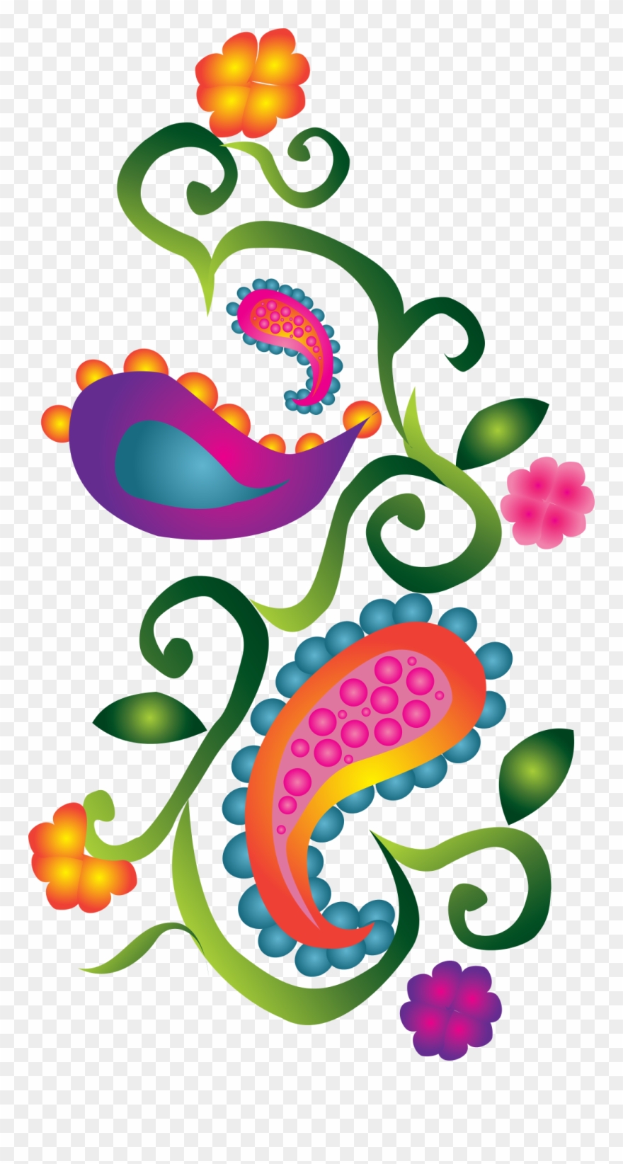 Paisley Decorative Colorful - Pretty Paisley Note Cards Clipart