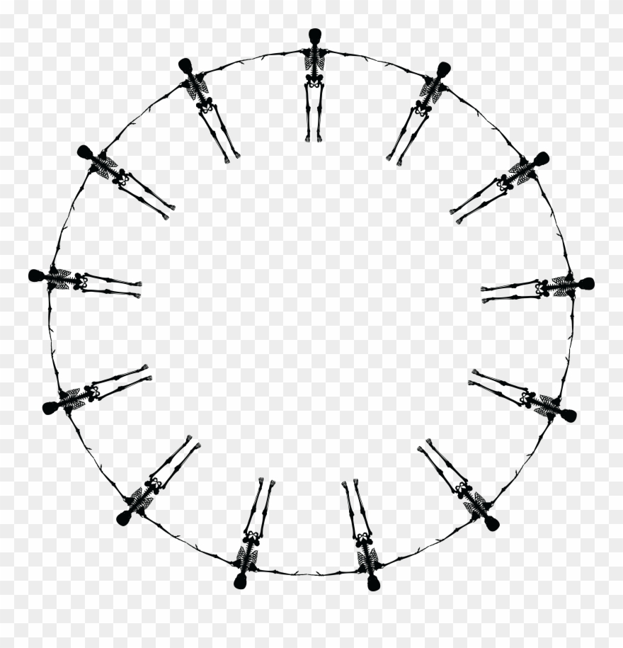 Free Clipart Of A Black And White Round Skeleton Border - Skeletons Frame Transparent - Png Download