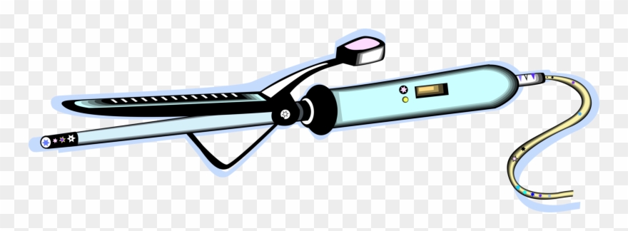 Vector Illustration Of Electric Hair Iron Or Curling - Hair Iron Clipart