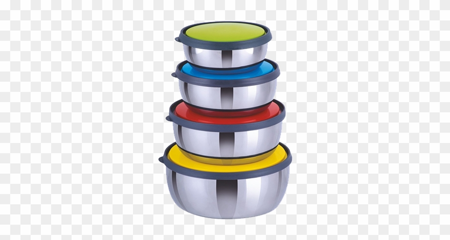 Classic Essentials 4 Pcs Lid Bowl Set - 4 Pcs. Steel Container Set By House Clipart