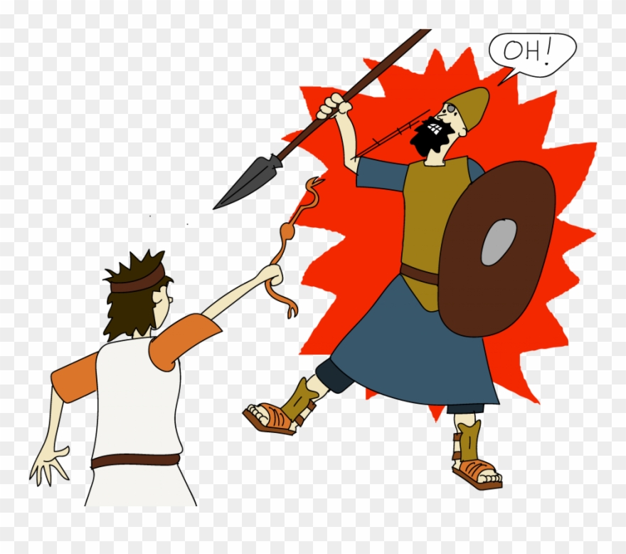 As Goliath Attacked, David Ran Towards Him - Cartoon Clipart