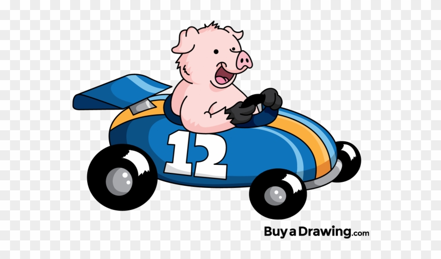 Pig Clipart Race - Pig In A Race Car - Png Download