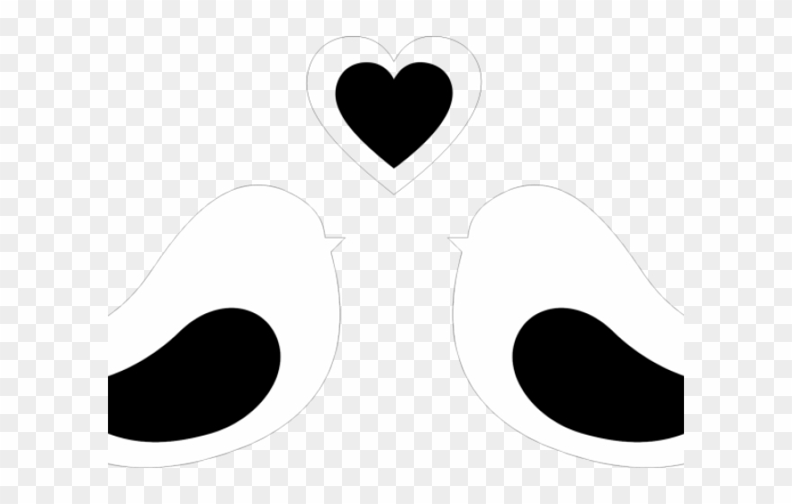 Love Birds Clipart Black And White - Bird - Png Download