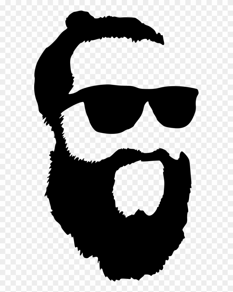 Hipster With Sunglasses Silhouette Png - Png Mustache & Beard Clipart