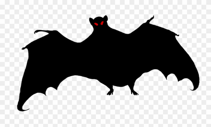 Halloween Bat With Red Eyes - Silhouette Clipart