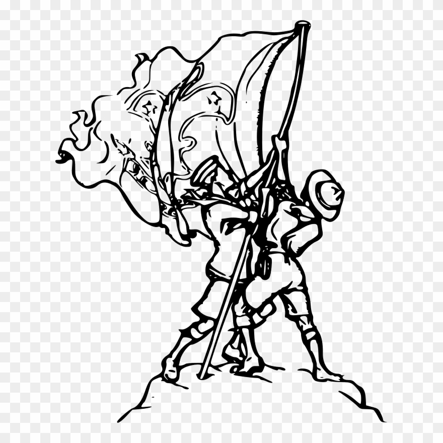B P Boy Scout Flag Raising - Drawings By Baden Powell Clipart
