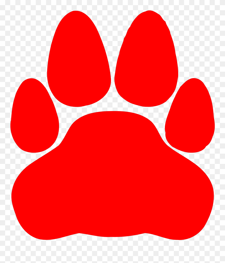 Red Clipart Paw Print - Cat Footprint - Png Download