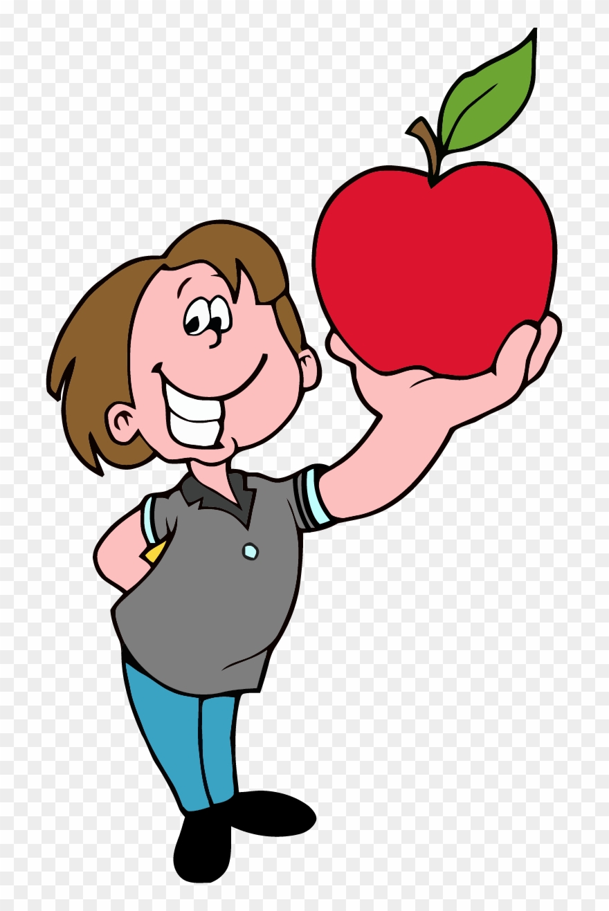 School Boy Apple Png Clipart - Holding An Apple Clip Art Transparent Png