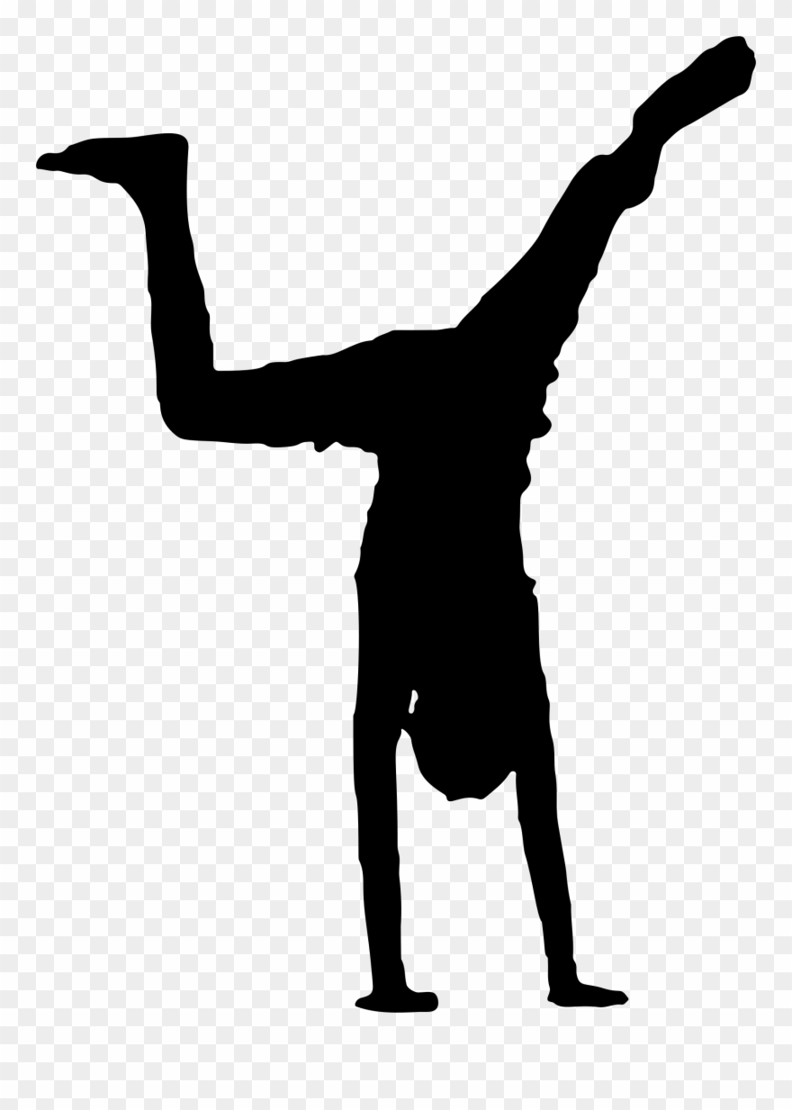 Silhouette Black Line - Handstand Clipart - Png Download