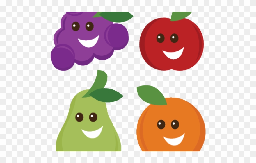 Grapes Clipart Cute - Happy Fruit Free Clipart - Png Download