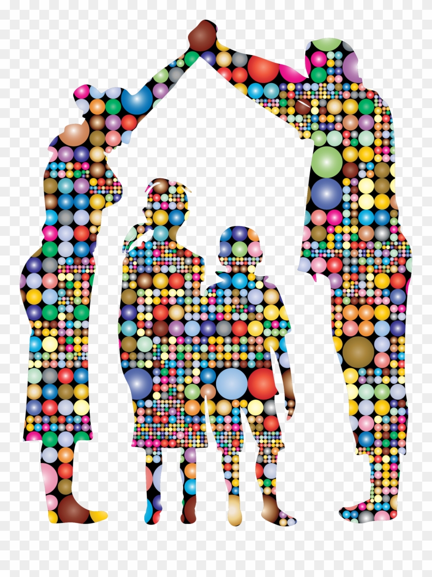 Big Image - Silhouette Family Of 4 Black Png Clipart