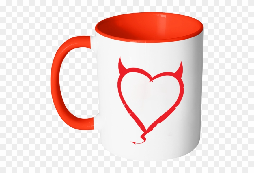 Devil Horns Heart Color Accent Coffee Mug - Black Devilish Heart Twin Duvet Clipart