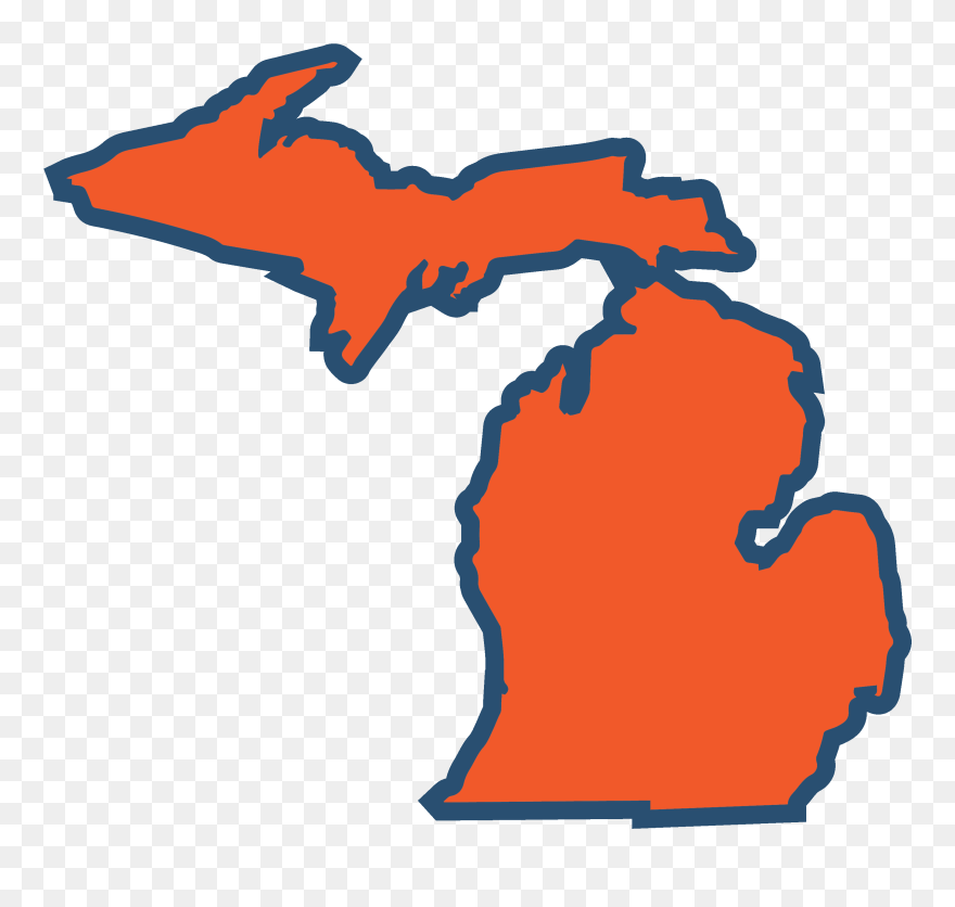 Solid Color Die Cut 4" Michigan Sticker - Sticker Clipart