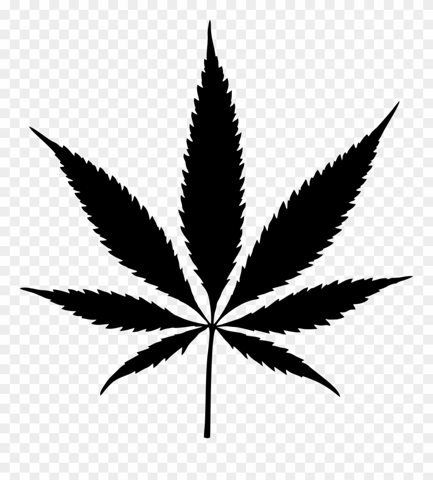 Big Image - Marijuana Leaf Black And White Clipart