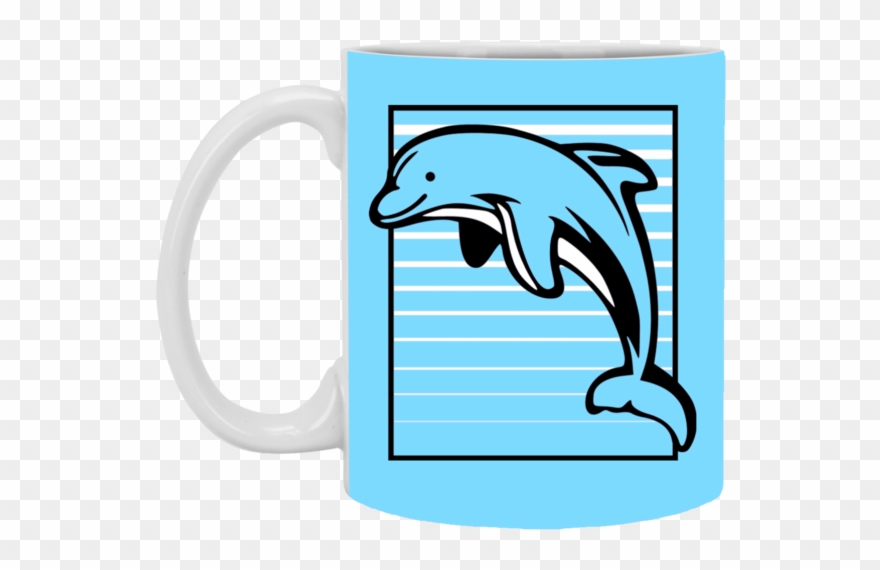 Dolphin Stripes White Mugs - Dolphin Png Black And White Clipart