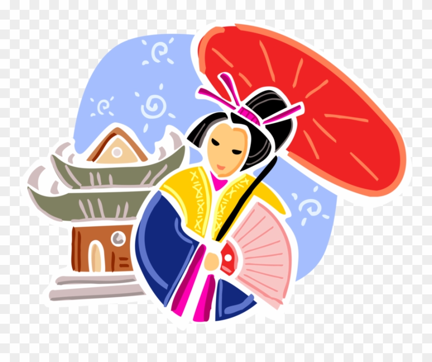 Vector Illustration Of Japan Geisha In Traditional Clipart