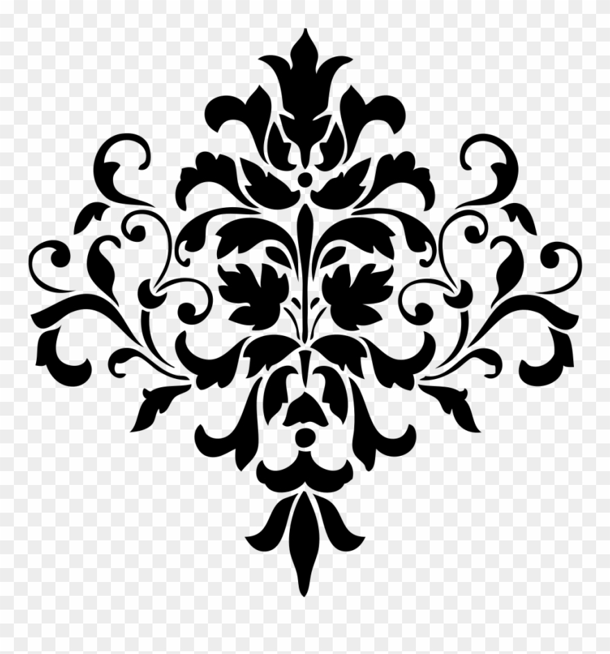 Clipart Damask Design Lace Doily Clip Art Lake Clip - Damask Stencil - Png Download