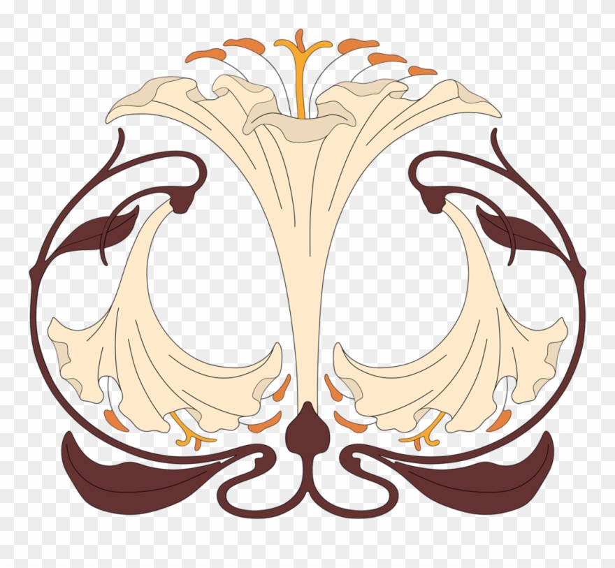 Art Nouveau Lily Purple Ornament (round) Clipart