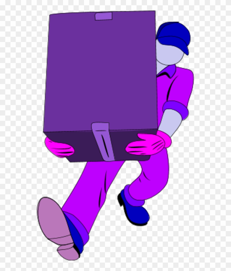 Warehouse Man Carrying A Closed Box - Delivery Clipart - Png Download