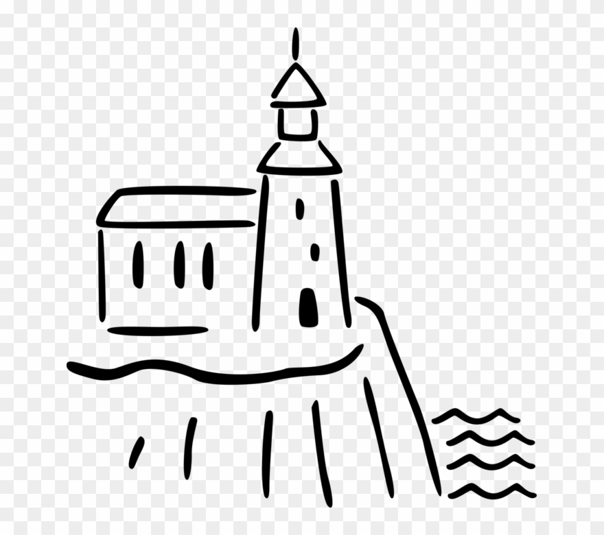 Vector Illustration Of Lighthouse Beacon Emits Light Clipart