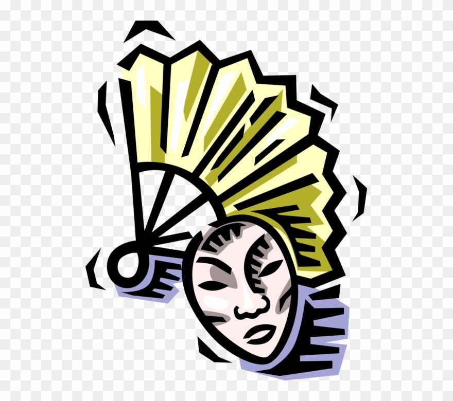 Folding Hand Fan Kabuki - Hand Fan Clipart