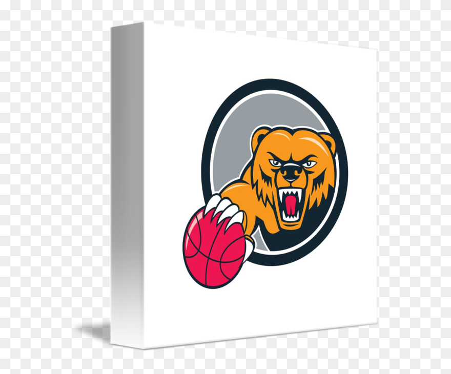 Grizzly Bear Angry Head Basketball Cartoon By Aloysius - Bear Head Clipart - Png Download