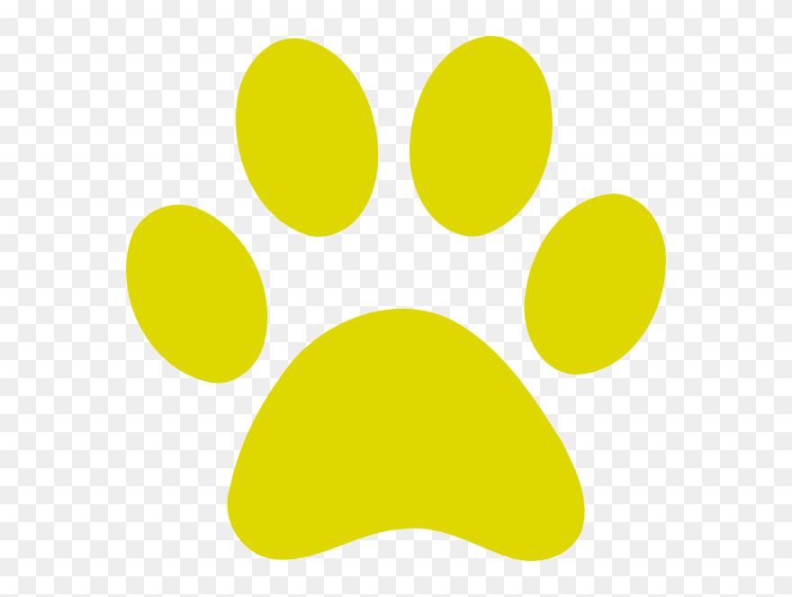 Gold Paw Print Clip Art - Dog Paw Clipart Yellow - Png Download
